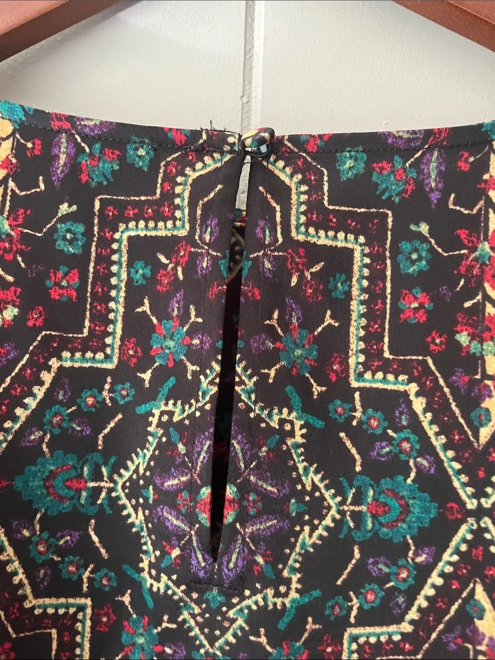 LOFT Multicolor Floral Geometric Long-Sleeve Blouse